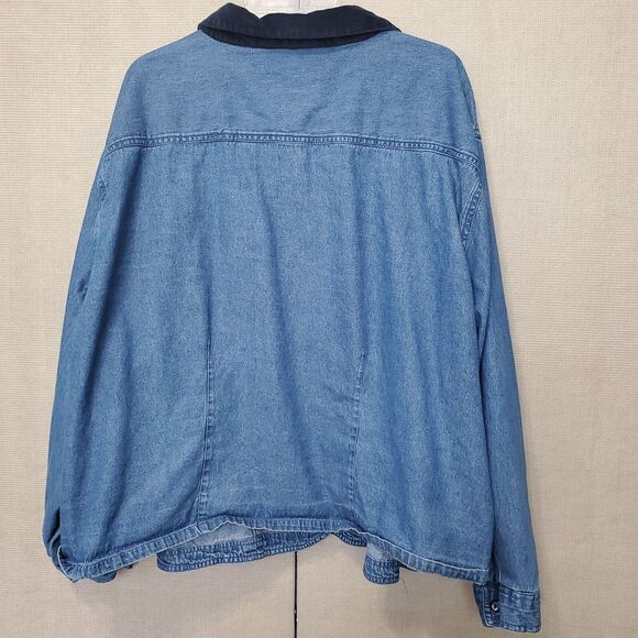 CST Blues Women's Blue Denim Embroidered Button-Up Shirt w/Microfiber Collar 4X - Picture 6 of 6